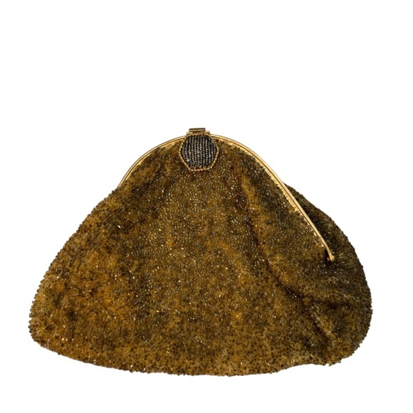 Vintage Handbags - VINTAGE Elegant Gold Beaded Small Bag